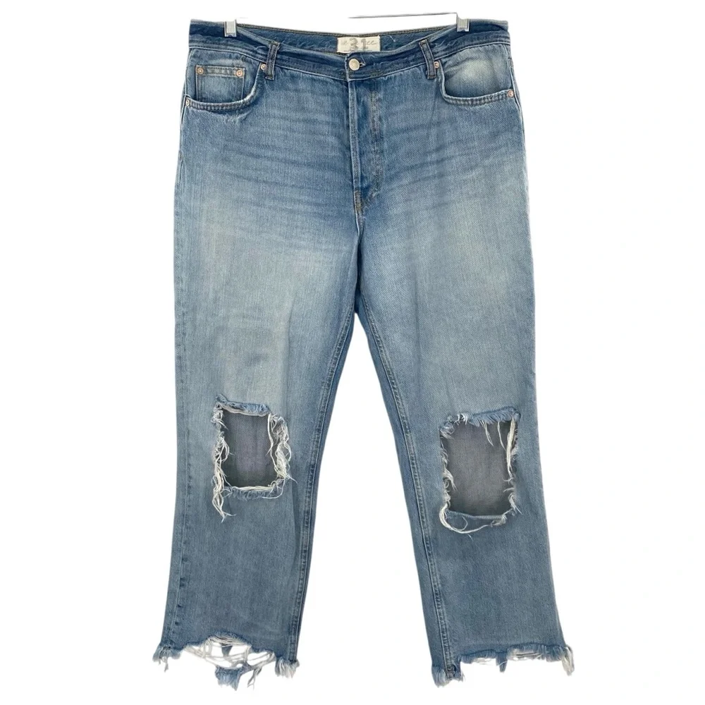 Free People We the Free Maggie High Rise Straight Leg Distressed Jeans - Picture 3 of 11